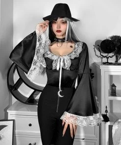 ALTERBABE CLOTHING Witching Hour Flare Sleeve Bodysuit