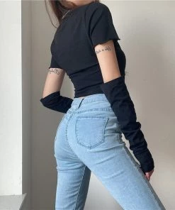 ALTERBABE Plaid Heart Top & Gloves Set