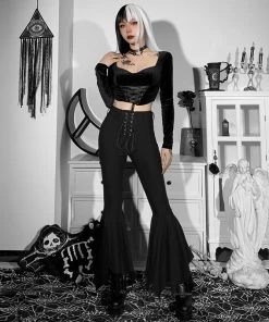 ALTERBABE Shadow Haunt Lace-Up Pants