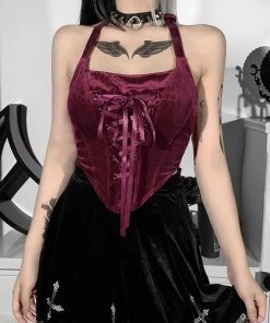 ALTERBABE CLOTHING Love Hate Velvet Corset Top