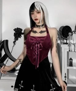ALTERBABE CLOTHING Love Hate Velvet Corset Top