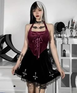 ALTERBABE CLOTHING Love Hate Velvet Corset Top