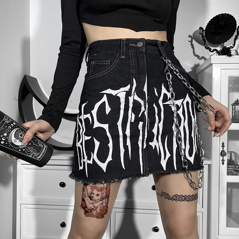 ALTERBABE Toxic Denim Mini Skirt NEW
