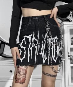 ALTERBABE Toxic Denim Mini Skirt NEW