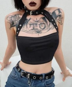 Alter Babe Buckle Choker Crop Top CLOTHING