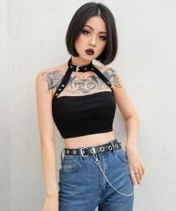 Alter Babe Buckle Choker Crop Top CLOTHING