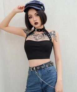 Alter Babe Buckle Choker Crop Top CLOTHING